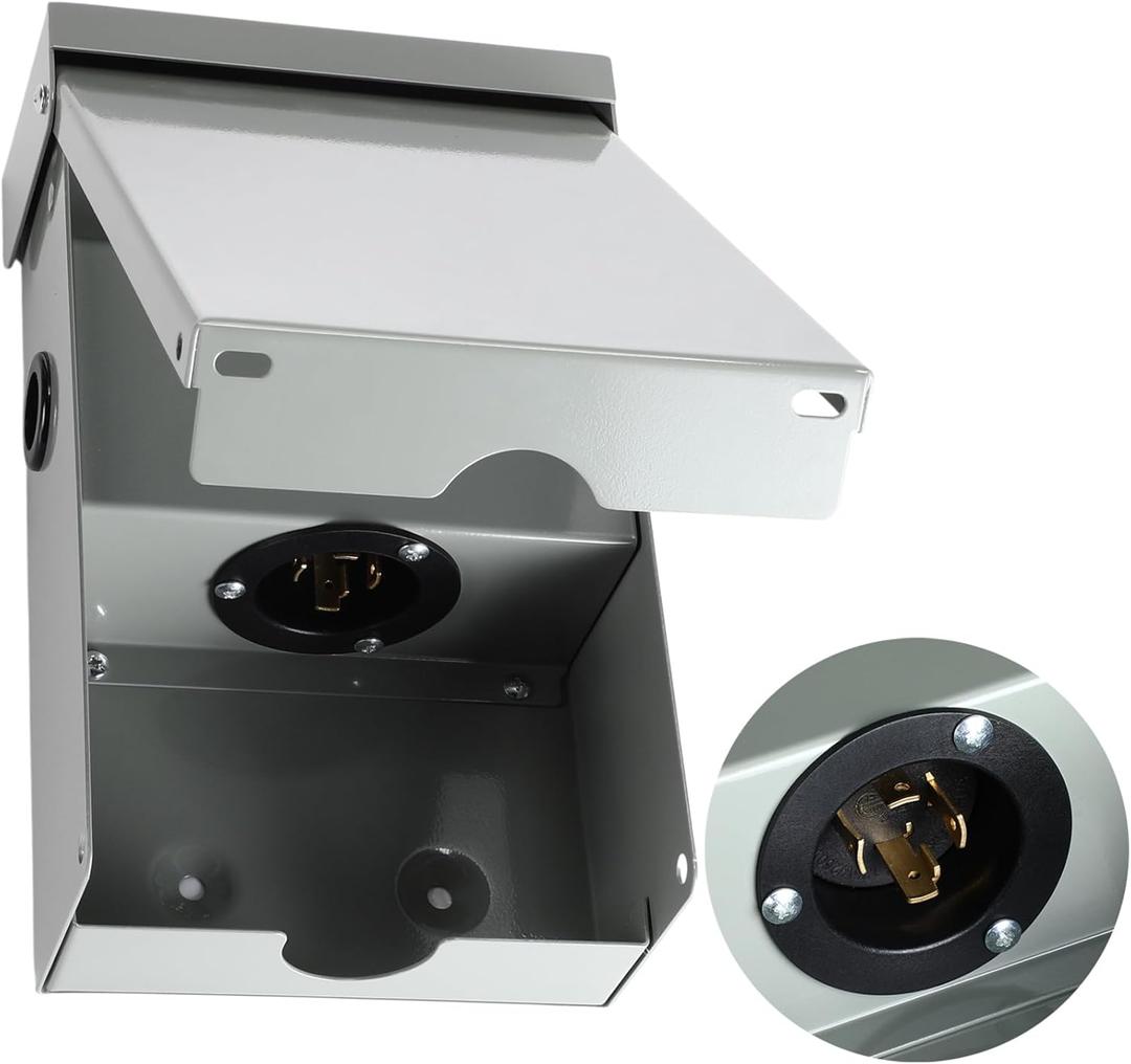Blulu 30 Amp Power Inlet Box Pre-drilled Generator Inlet Box Compatible with NEMA L14-30p 4-Prong Locking Generator Plug Outdoor Weatherproof 125/250v, 7500w Ready for Houses Emergency Rv Receptacle