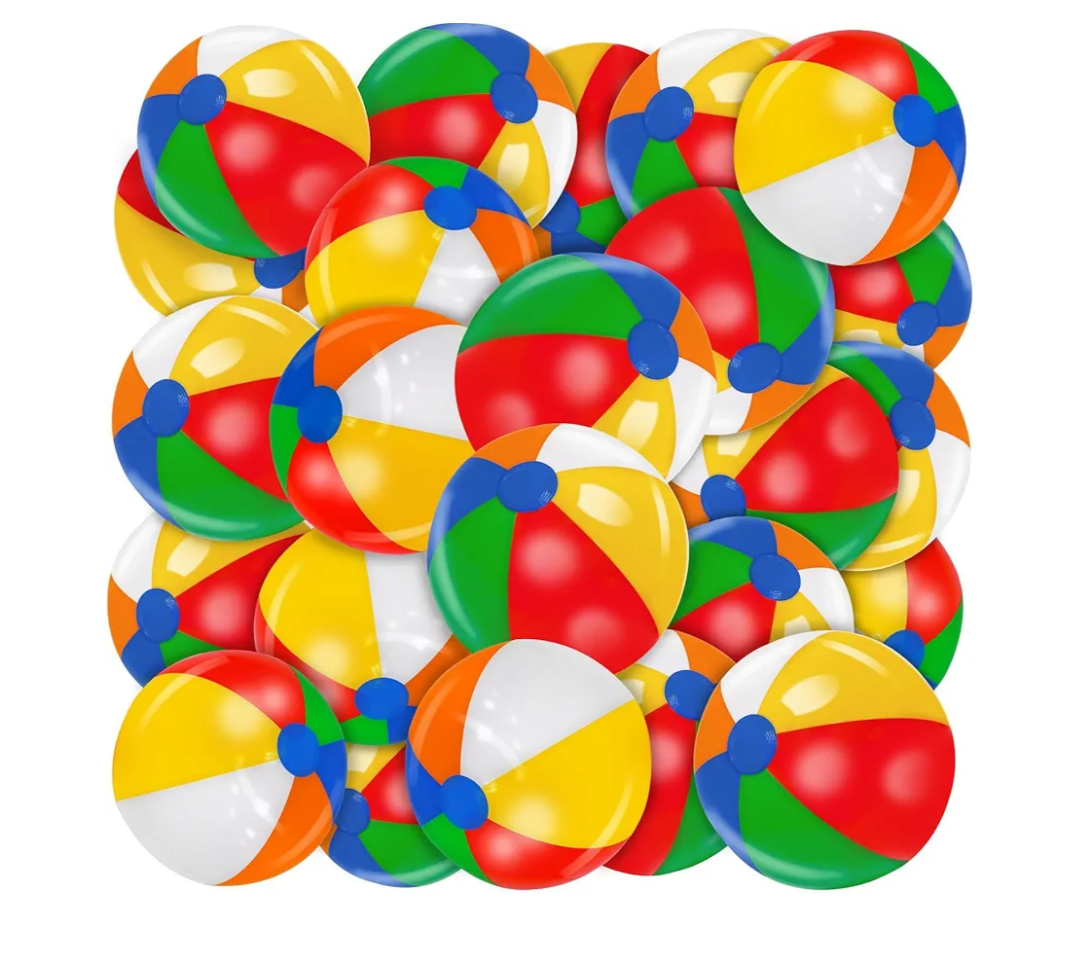28 Pack 12 Inch Rainbow Beach Balls Bulk, Inflatable Swimming Pool Toys Beach Ball for Kids Birthday Party Favors Outdoor Summer Games Hawaiian Tropical Luau Themed Pool Party Decorations