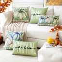 2 x Artscope Fall Decorative Throw Pillow Covers 20x20 Inch Set of 4, Hello Pumpkin Give Thanks Buffalo Plaid Outdoor Farmhouse Pillow Cases for Home Sofa Couch-Green