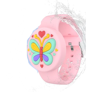Waterproof Airtag Bracelets for Kids - (2 Pack) Soft Silicone Hidden Airtag Wristband - Lightweight GPS Tracker Holder Compatible with Apple Airtag Band for Child(Butterfly)