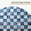 Chi An Home 19.3" Capiz Checkered Drum Side Table, Navy Blue End Table
Decorative Nautical Capiz Shell Mosaic Accent Table, Capiz Shell Decor, Unique Cylinder Side Table For Living Room, Bedroom