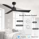 WINGBO 52" DC Ceiling Fan without Lights, Matte Black Ceiling Fan with Remote, 3 ABS Plastic Blades, 6 Speed Reversible DC Motor, Ceiling Fans No Light for Kitchen Bedroom Living Room