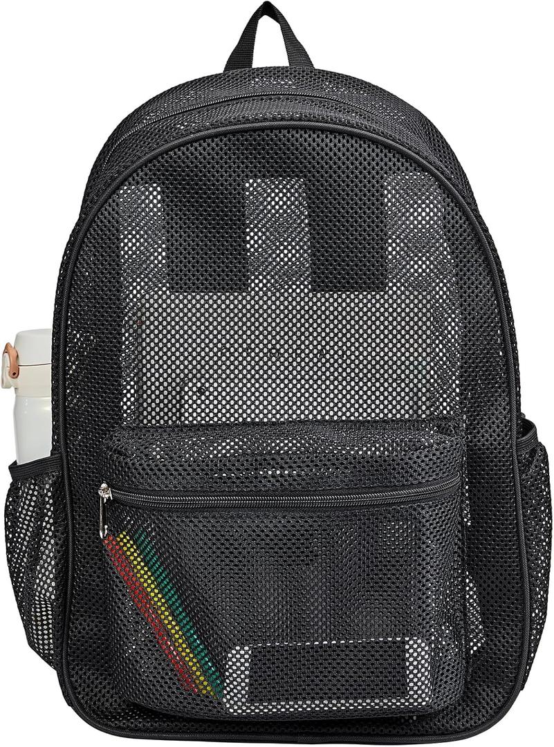 COVAX Heavy Duty Mesh Backpack, See Through College Backpack with Padded Shoulder Straps for Swimming, Outdoor Sports