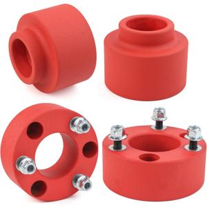 Leveling Lift Kit for 2009-2024 Ram 1500 4WD, 3'' Front Struct Spacers + 2'' Rear Leveling Lift Blocks Kit with Extended Square U-Bolts, Wrinkle Red