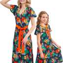 V.&GRIN Mommy and Me Summer Dresses, Mother Daughter Midi Cute Floral Family Matching Outfits for Women & Tween Girls XL