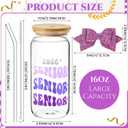 Hushee Class of 2027 Senior Night Gifts 16 oz Glass Water Bottle with Lids Straws Glitter Bow Straw Topper Senior 2027 Tumbler Graduation Gift for Her Women Team Coach Player(Purple)