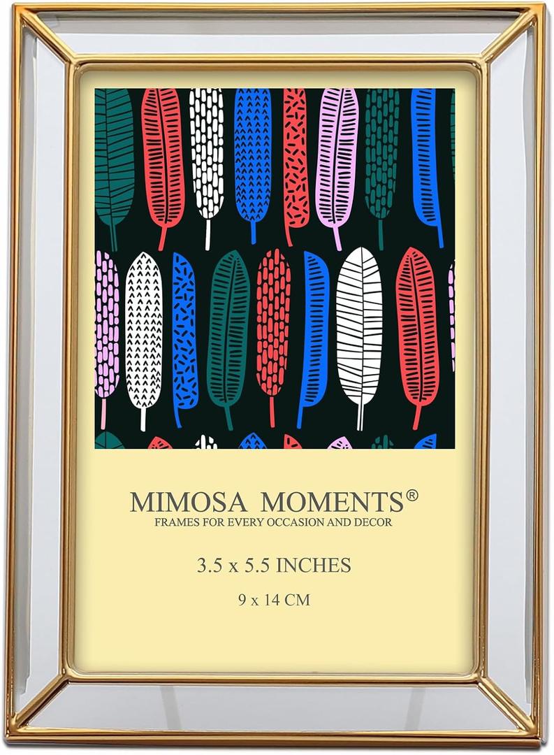 MIMOSA MOMENTS Brass-tone Plating Metal Floating Picture Frame, fit for actual photo 3.5x5.5 with total profile size 4x6