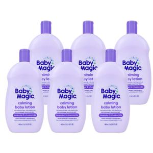 Baby Magic Calming Lotion, Lavender & Chamomile, Helps Comfort & Relax Before Bedtime, Vitamin Enhanced, Dermatologist Recommended, Hypoallergenic, Free of Parabens, 16.5 Fl Oz (6 Pack)