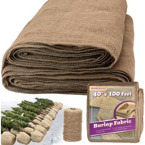 40'' x 100 Feet Burlap Fabric Roll 33 Yard, Natural Jute Fabric for Winter Tree Wrap Plant Covers Freeze Protection with 164 Feet Jute Rope, DIY Rustic Wedding Garden Outdooor Christmas Decoration