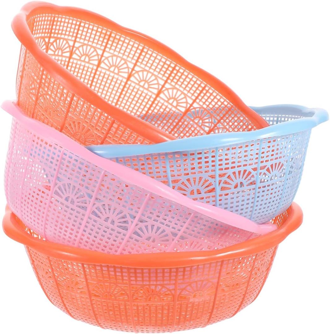 BESPORTBLE 4pcs Plastic Rice Washing Basket and Strainer Set, Multifunctional Colander for Vegetables, Fruits, Pasta, and Dough Preparation