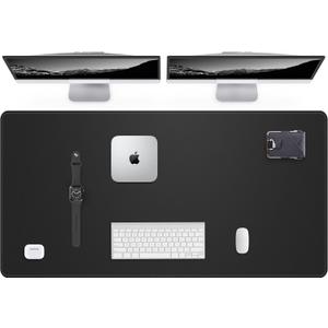 Leather Desk Pad Protector,48"x24" - Premium Desk Mat, Large Mouse Pad,Non-Slip Desk Blotter,Waterproof Desk Writing Pad for Office and Home(Black)