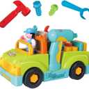 Liberty Imports Toddler Tool Set Toy Trucks Kids Mechanic Workbench Take Apart Musical Toolbox with Electric Drill, Power Play Tools, Lights, Bump and Go Building Toy for 2 Year Old Boys