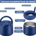 14oz Insulated Vacuum Food Jar with Buckle Lid,Soup Thermo for Hot Food Kids,Wide Mouth Leakproof Stainless Steel Lunch Container with Spoon-Blue