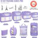 Veken 10 Set Packing Cubes for Travel Essentials,Anti-Wrinkle Buckled Suitcase Organizer for Shoe & Toiletry Bag,Carry On Luggage Bag with 99+ Count Mesh Holes for Airplane & College Dorm Accessories