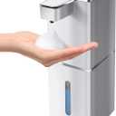 Automatic Foaming Soap Dispenser Touchless 380ml/12.8oz Rechargeable Hand Soap Dispenser Wall Mounted 4 Levels Adjustable Foam Soap Pump for Bathroom Kitchen Dish Soap (Silver)