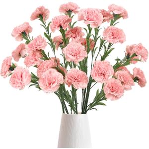 IPOPU Carnations Artificial Flowers 6PCS Fake Silk Carnations 33in Long Flowers for Tall Vases for Wedding Home Table Centerpieces Floral Arrangement(Light Pink)