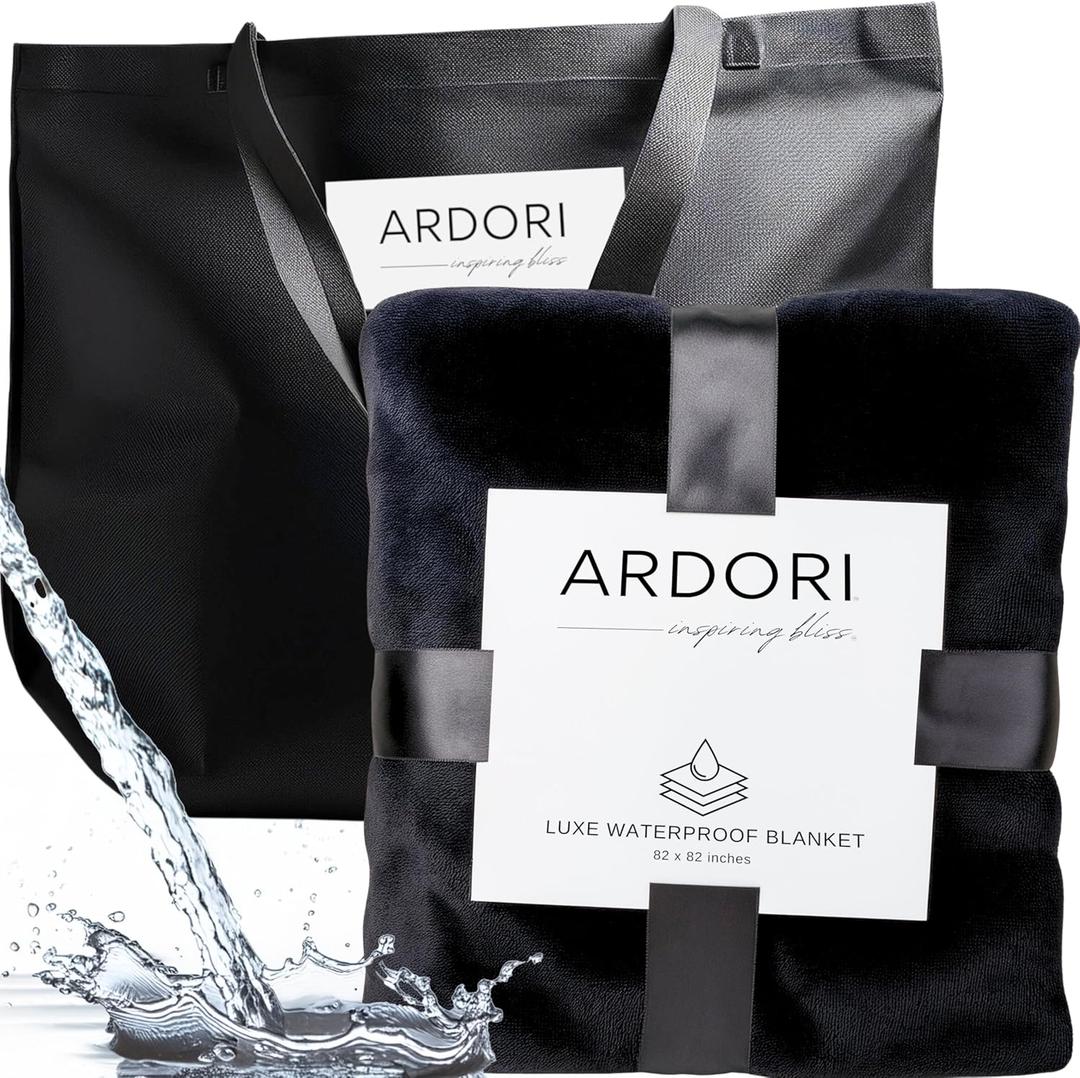 Waterproof Blanket King Size, Black & Gray 82x82"- Water Proof and Stain Resistant Blankets for Bed, Couch, Couples Fleece Moisture Absorbent, Layered Sheet Protector, Leakproof Protective Top Cover