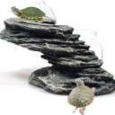 kathson Turtle Basking Platform Tortoise Dock Aquarium Landscape Decorative Climbing Ramp Shale Small Stone Ornament Rock for Frogs, Newts (Green)
