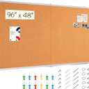 maxtek Large Cork Board 96 x 48 in, Bulletin Board for Walls, 8'x 4' Extra Aluminum Framed Corkboard, Foldable Wall Mounted Back to School Pin Memo Notice Cork Board for Office, Home Wall Display