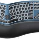 ProtoArc Backlit Bluetooth Ergonomic Keyboard, EK01 Plus Full Size Wireless Split Keyboard with Dual Bluetooth and USB, Cushioned Wrist Rest, Rechargeable, Compatible with Windows/Mac/Android, Blue