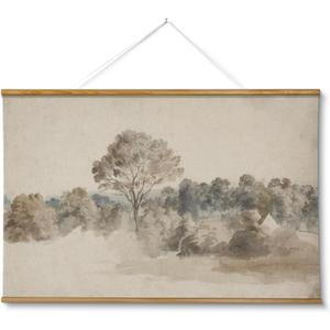 VIYYIEA Extra Large Size Canvas Wall Art, 36x54 Vintage Scroll Hanging Landscape Print, Rustic Watercolor Countryside Scene Wall Dcor for Living Room, Bedroom, or Farmhouse (Anthonys Grove)