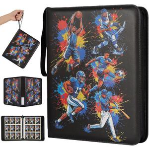 Sports 9-Pocket Trading Card Binder with Zipper, Fits 900 Cards; PU Leather Collector Album for Pokemon, Sports Cards, TCG & K-pop Photocards; Card Folder for Boys, Girls & Adults
