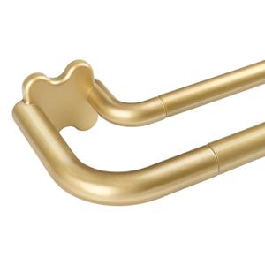 Gold Double Curtain Rod Set, USFOOK Blackout Wrap Around Curtain Rods for Windows 48 to 84 Inch, 6/8 Inch Room Darkening Curtain Rod 32 to 86 Inch, Decorative Double Drapery Rods