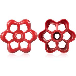 Dreyoo 2 Pack Outdoor Faucet Handles, 16 Point Broach 0.43" Round Stem Hole Faucet Handle Compatible with LASCO 01-5105, Round Wheel Handle Fits Most 3/8" Shaft Sillcock Valve Stems (Red)