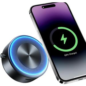 Super Strong Magnetic Vacuum Suction Magnetic Phone Holder,15W Fast Wireless Charging Phone Mount, Car Phone Stand,Compatible with iPhone 12/13/14/15/16 Series