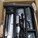 C Shaped End Table with Charging Station, Side Table for Living Room Bedroom, Slide Under Couch Sofa TV Trays Desk, Small Narrow Space Applicable, Black