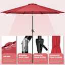 Tempera Patio Market Outdoor Table Umbrella with Push Button Tilt and Crank, Large Sun Umbrella with Sturdy Pole & Fade Resistant Canopy, Easy to Set