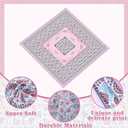 Mahjong Tablecloth 55" x 55" Polyester Square Instructional Design with Rules for Family Game Night Party Favor Supplies (Candy Pink Block)