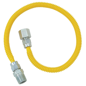 Dormont 3/8" OD x 24" Coated Stainless Steel Gas Connector, 1/2" FIP x 1/2" MIP