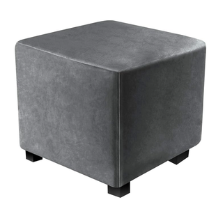 Ottoman Covers Slipcover Square Ottoman Covers Protector for Footrest Foot Stool Furniture Stretch Comfortable Velvet with Elastic Bottom(Size S/Length&Width:13-18"/Height:15-18", Grey)