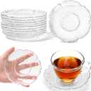 10 Pack Small Clear Glass Plates, 4.7 Inch Clear Coffee Tea Saucer, Mini Glass Snack Dishes Tabletop Coasters Set for Teacup, Appetizer, Salad, Fruit