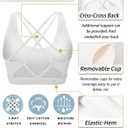 SONGSKY Sports Bras for Women, Medium-High Support Strappy Padded Running Sports Bras with Removable Cups (White, L)