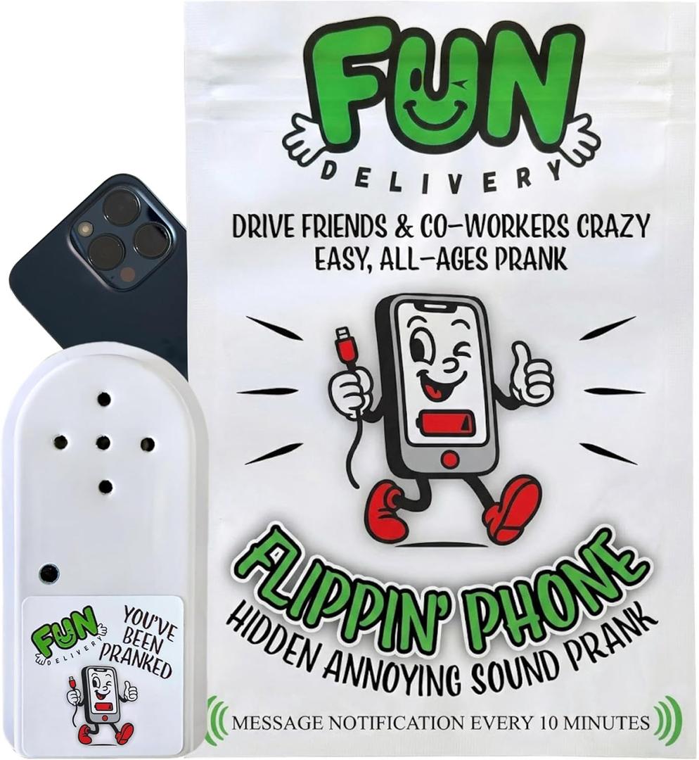 Fun Delivery Flippin Phone Hidden Noise Maker Prank  Realistic, Timed and Hard-to-Find Ringing Phone Prank Sound Device  Original Gag Gift and Harmless Office Pranks for Coworkers, Family & Friends