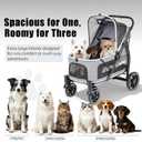 EchoSmile Dog Stroller for Large Dogs, 135lbs Weight Extra Large Pet Stroller, 4 Wheels Cats & Dogs Carrier with Brakes, Breathable Mesh Windows & Pocket, Gray