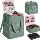 Nail Polish Organizer Bag–3-Layer Nail Organizers and Storage Bag with Detachable Bottom Section–Holds 84 Bottles–Embroidered Nail Polish Case Organizer with Luggage Strap