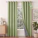 NICETOWN 100% Absolutely Blackout Linen Curtains for Bedroom Living Room, Olive Green, 52" Wide, 2 Pieces, Privacy Vertical Thermal Insulated Window Drapes 84 inch Long for Light-Sensitive Sleepers