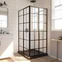 DreamLine French Corner 34 1/2 in. D x 34 1/2 in. W x 72 in. H Framed Sliding Shower Enclosure in Satin Black, SHEN-8134340-89
