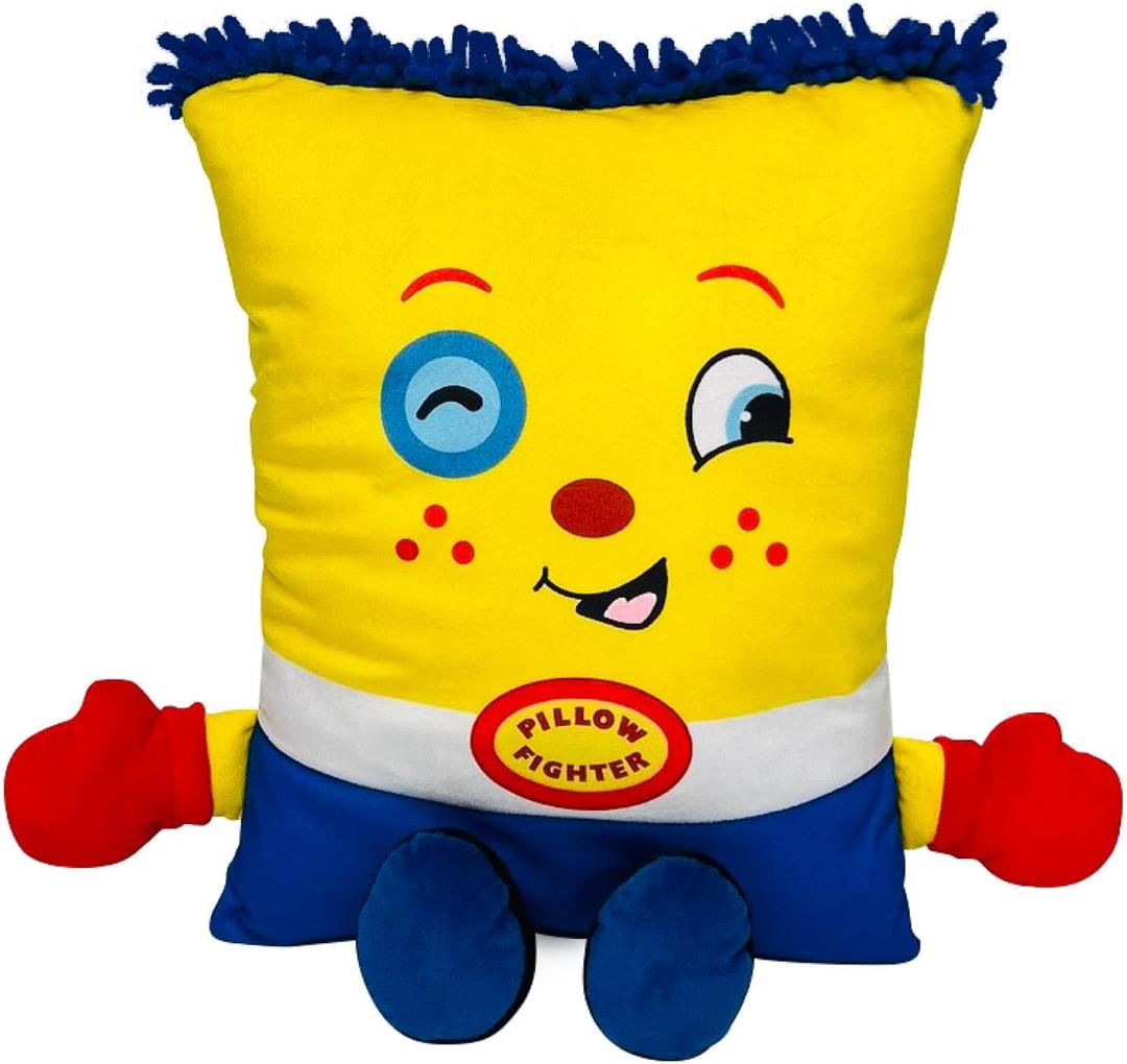 Fighter Plush - 2-in-1 Toy & Pillow, 80's Nostalgic Plush Pal Reimagined, Soft Stuffed Rectangular Character, Cozy Nap & Play Design