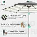 JEAREY 7.5FT Patio Umbrella Outdoor Market Umbrella with 6 Sturdy Ribs, Push Button Tilt/Crank Table Umbrella for Garden, Deck, Backyard and Pool, Beige & Black Stripe