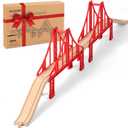 Wooden Train Track Accessories Train Railway Accessories Double Suspension Train Bridge Toy Train Set for Toddlers 3-5 Train Tracks Compatible with All Leading Brands