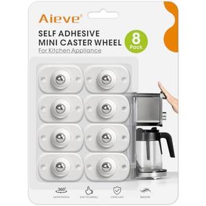 Aieve Appliance Rollers, 8 Pack Small Appliance Slider, Self Adhesive Caster Wheels, Mini Swivel Wheels for Kitchen Countertop Easy Moving