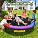 Trekassy 60" Large Saucer Tree Swing for Kids Adults 900D Oxford Waterproof with 2pcs Hanging Straps-Rainbow