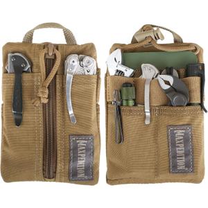 MAXPEDITION Platy Pocket Organizer, Durable EDC Tool Pouch for Men, Neck Wallet with Paracord Lanyard, Holds Flashlight, Multitool, Pen, Notebook (4" x 6", Dark Tan)