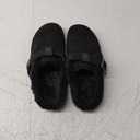 Fur Lined Clogs for Women Men | Suede Winter Slippers with Arch Support | Slip on Mules Potato Shoes with Removable Cushion Footbed | Warm Home House Shoes (5 Women/4 Men, Black)