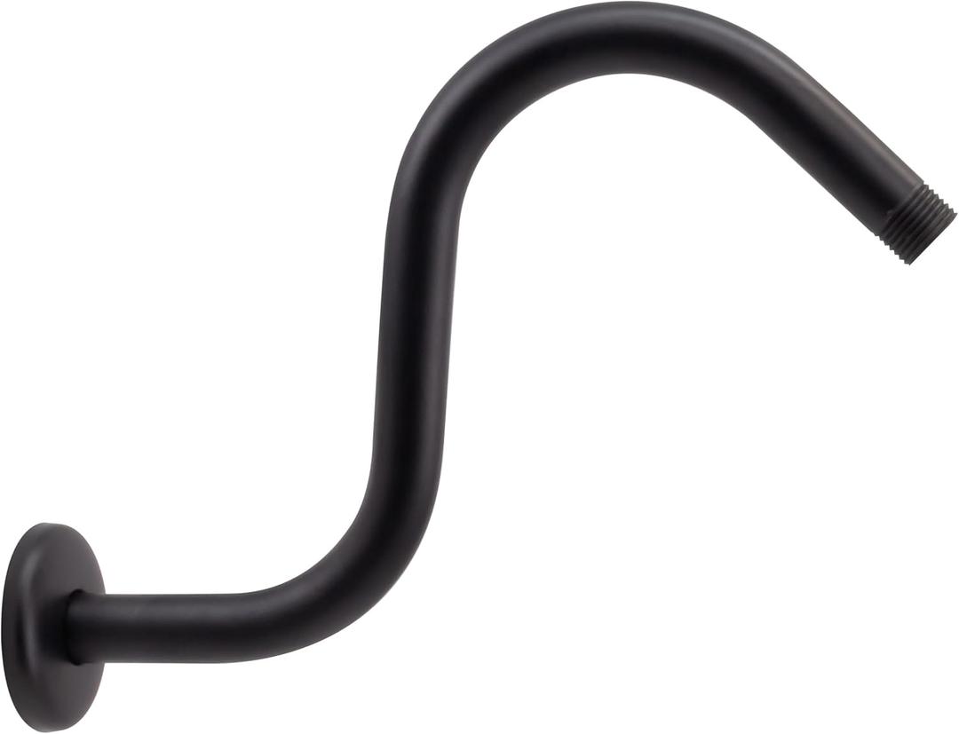 Westbrass 1/2" IPS x 8" S-Shaped Shower Arm and Flange, Matte Black, D303-81-62