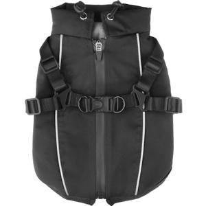 Dog Winter Coat Reflective Water-Resistant Jacket, Fleece Lined Windproof Puppy Coat with Back Zipper & D-Ring, Cold Weather Dog Coats for Small Medium Dogs (S, Black)